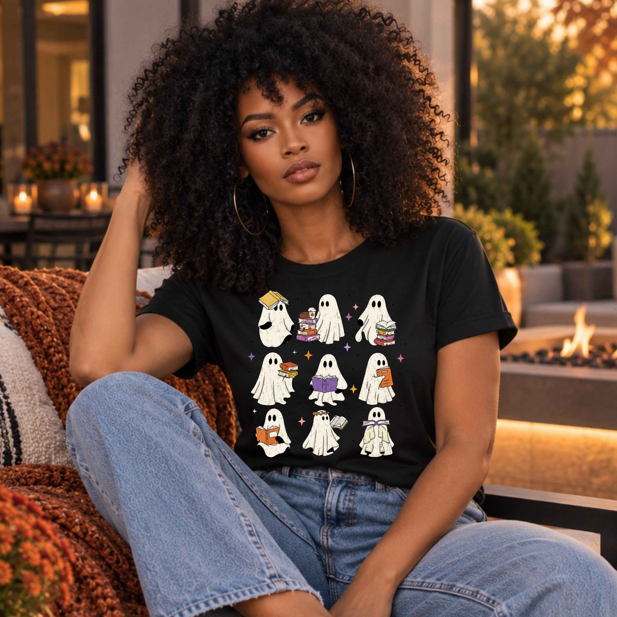 Bookish Ghosts Halloween Ladies’ T-Shirt