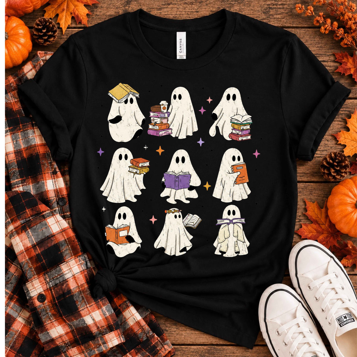 Bookish Ghosts Halloween Ladies’ T-Shirt
