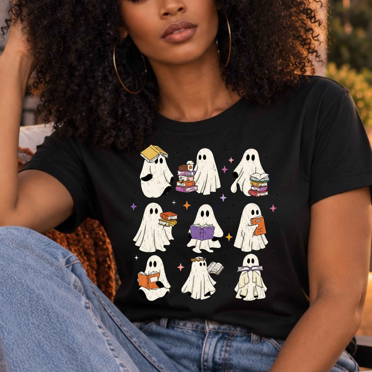 Bookish Ghosts Halloween Ladies’ T-Shirt