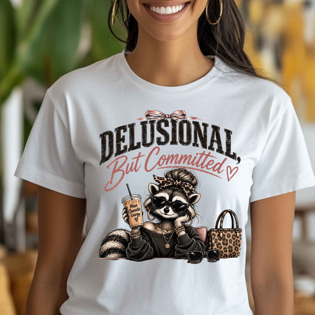 Delusional, But Committed Raccoon Ladies' T-Shirt