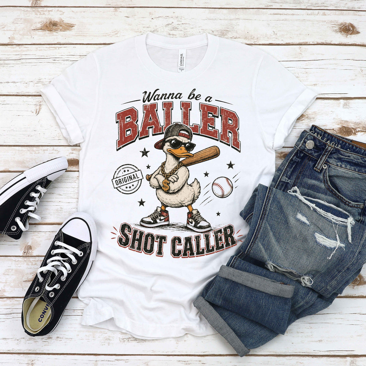 Wanna Be a Baller, Shot Caller Ladies' T-Shirt