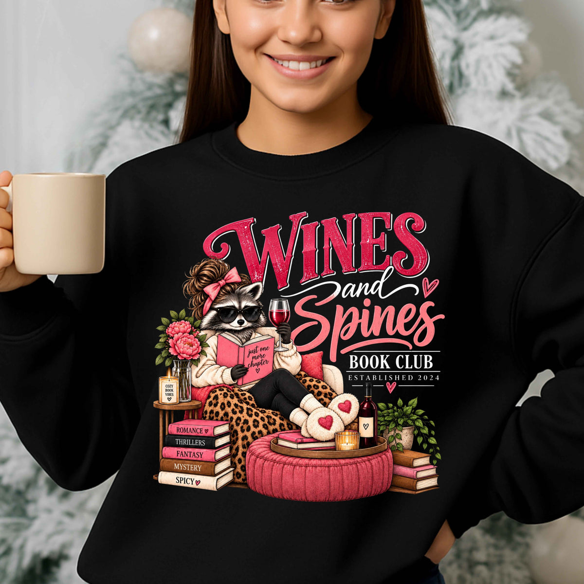 Wines & Spines Book Club Crewneck Sweatshirt - Dark Colors