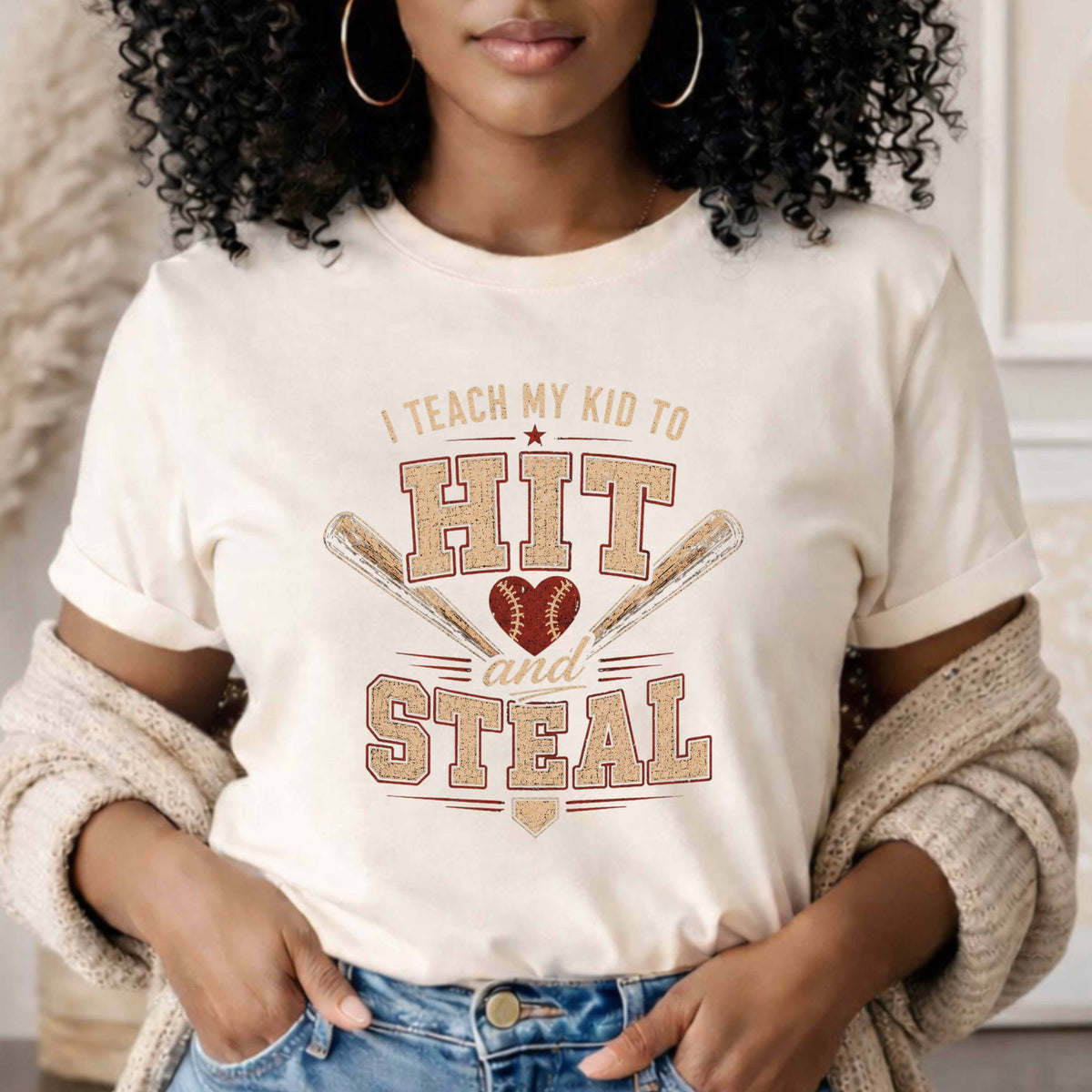 I Teach My Kids To Hit & Steal Ladies' T-Shirt