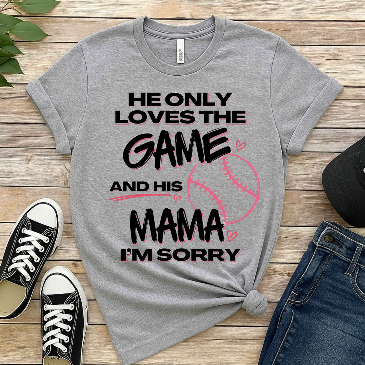 He Only Loves The Game And His Mama  Baseball Ladies' T-Shirt