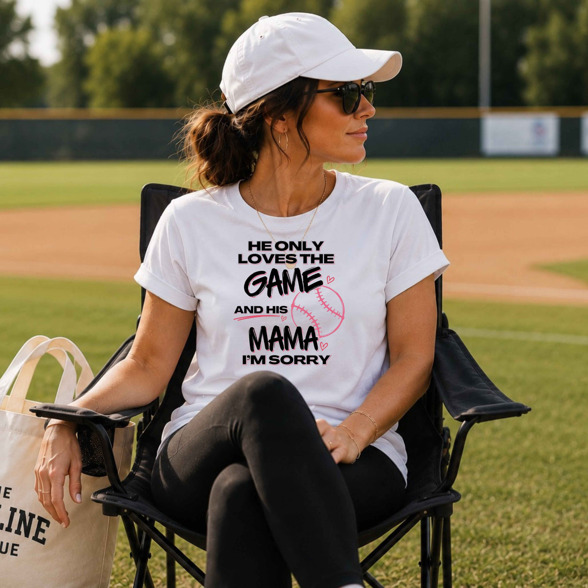 He Only Loves The Game And His Mama  Baseball Ladies' T-Shirt