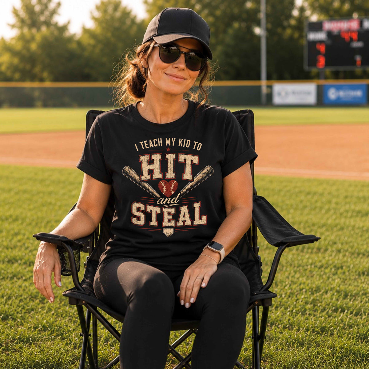 I Teach My Kids To Hit & Steal Ladies' T-Shirt