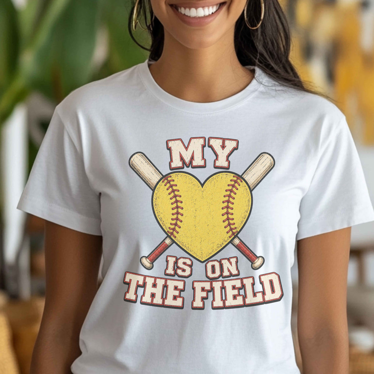 My Heart Is On The Field Softball Ladies' T-Shirt