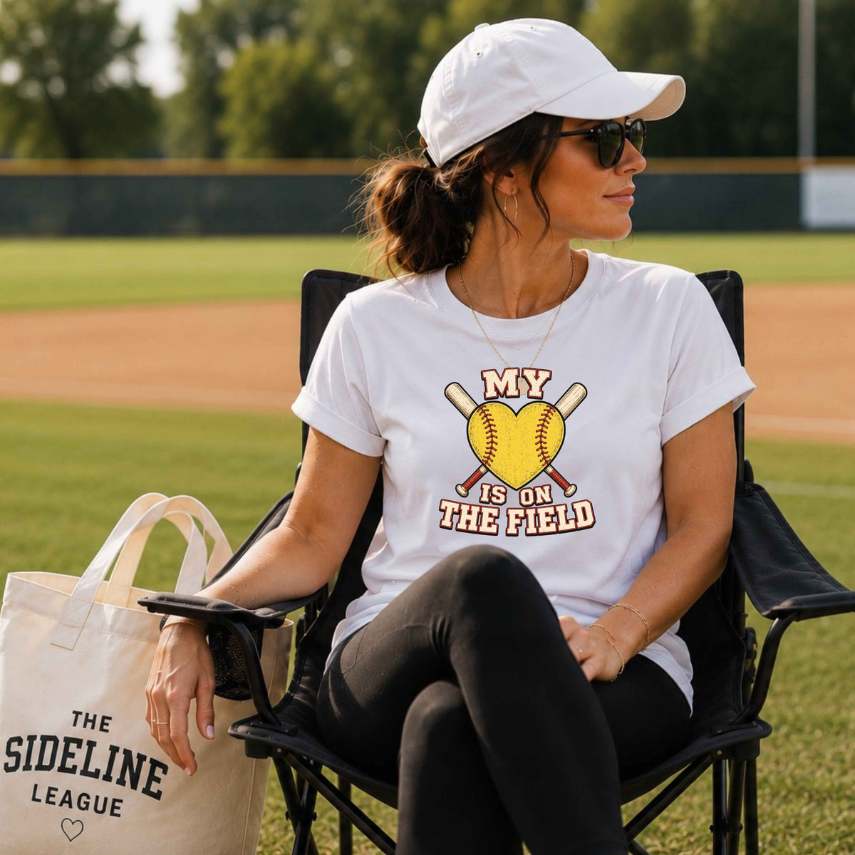 My Heart Is On The Field Softball Ladies' T-Shirt