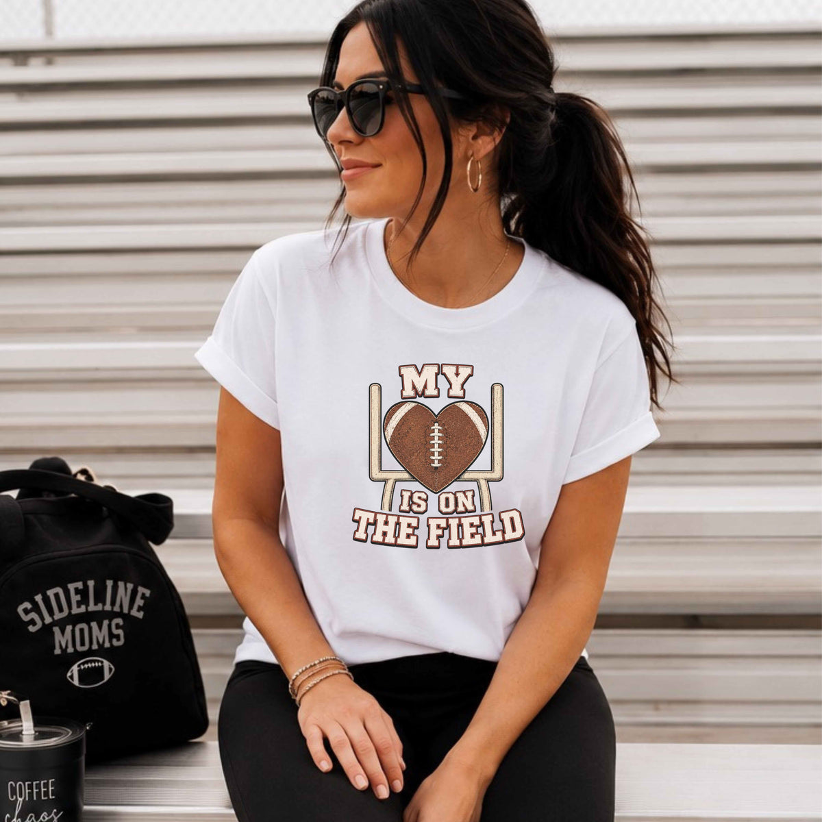 My Heart Is On The  Field Football Ladies' T-Shirt